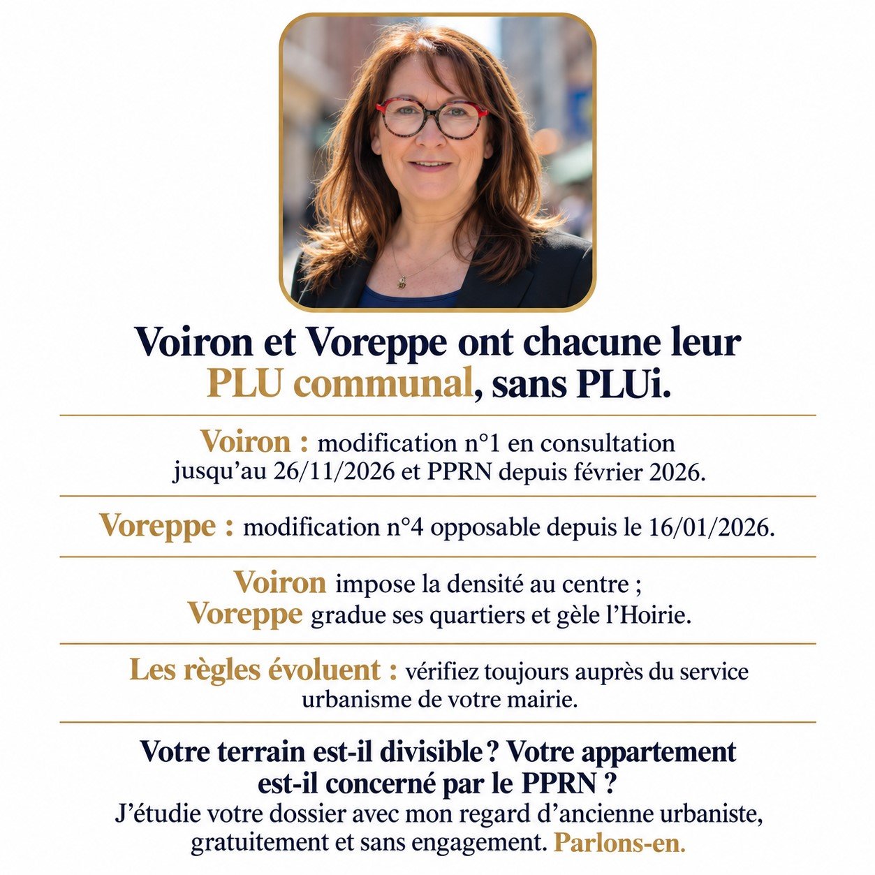 Infographie : PLU de Voiron et de Voreppe en 2026, l'essentiel